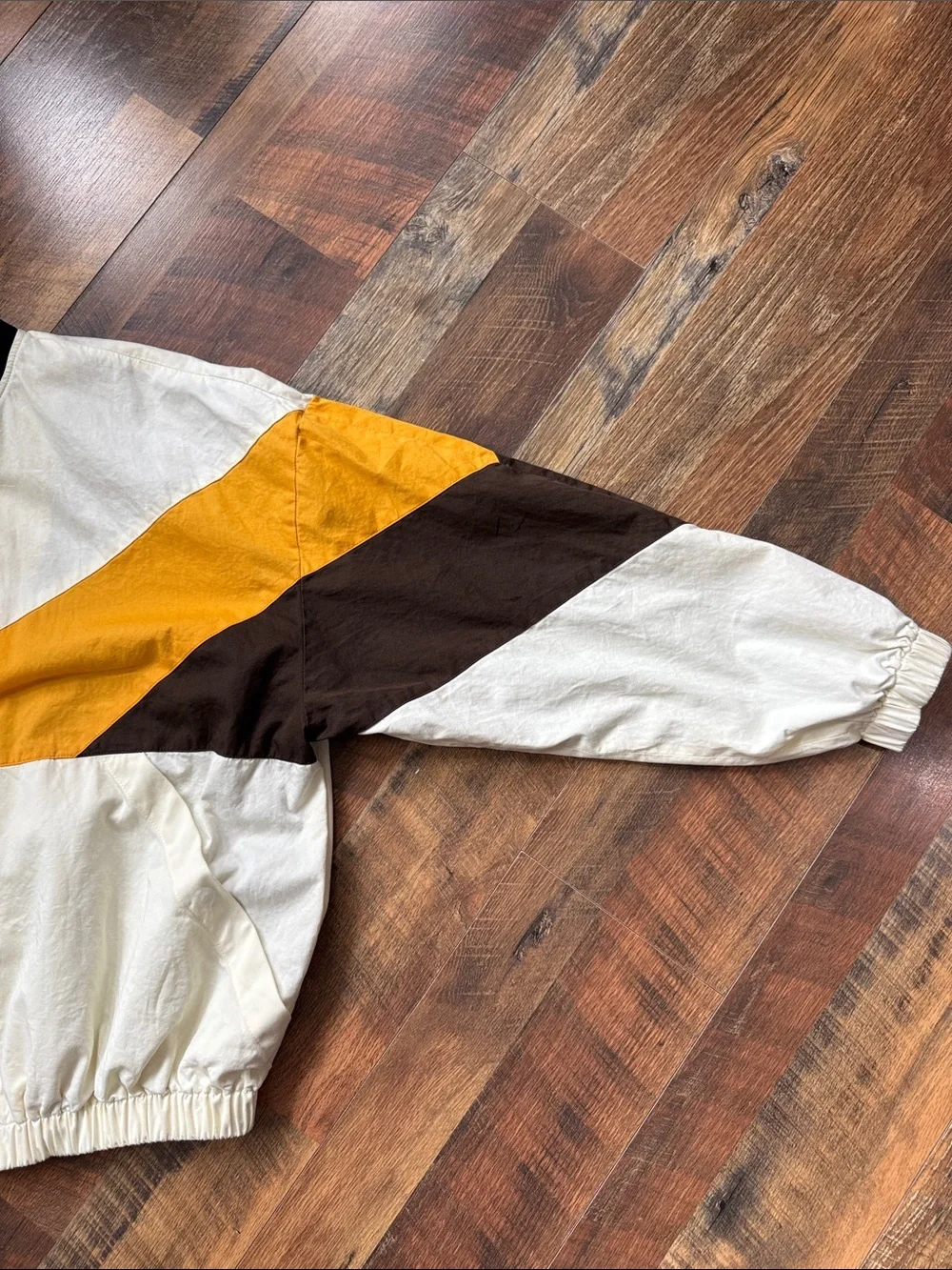 Palm Angels Colorblock Bomber Jacket Cream Yellow Brown Size 50 Large